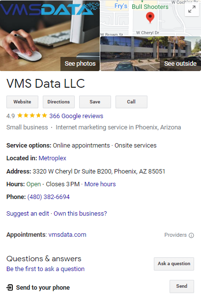 VMS Data, LLC.Google Listing Management Image